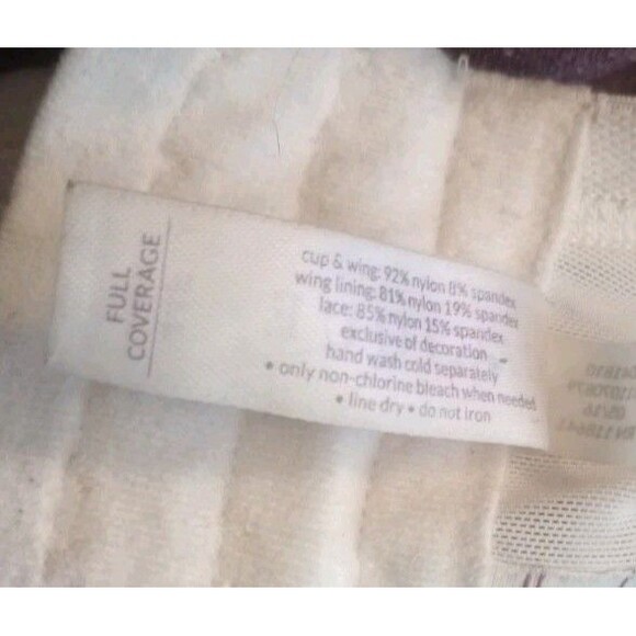 Cacique Bra Full Coverage Lace Padded Underwire‎ Beige Brown Bow Detail Size 44F - Picture 6 of 6